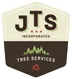 JTS, Inc. logo: brown and tan badge with pine trees and a recycle symbol